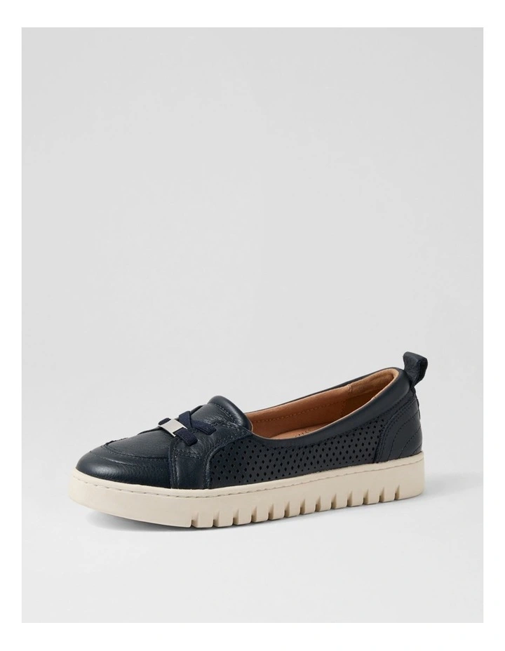 Tarins Navy Leather Flat Shoes image 2