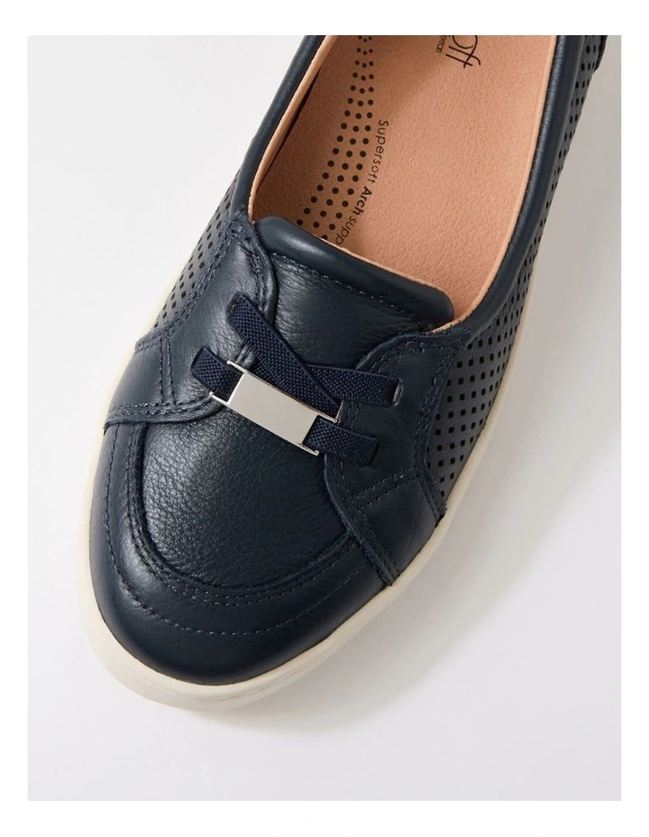 Tarins Navy Leather Flat Shoes image 4