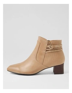Mayas Light Taupe Leather Ankle Boots