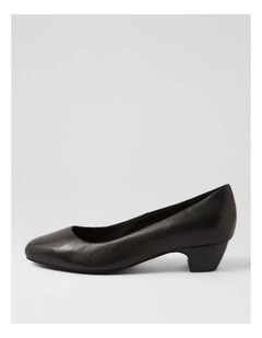 Navya Black Leather Heels