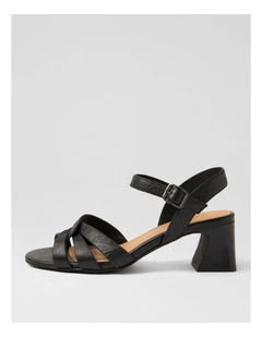 Jaydie Black Veneer Leather Sandals