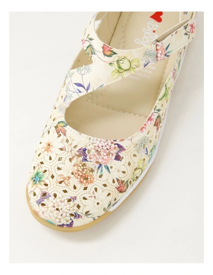 Ardon Beige Wildflower Flat Shoes image 4