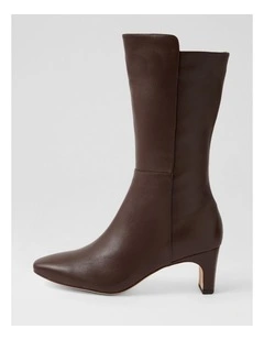 Simplee Choc Leather Calf Boots