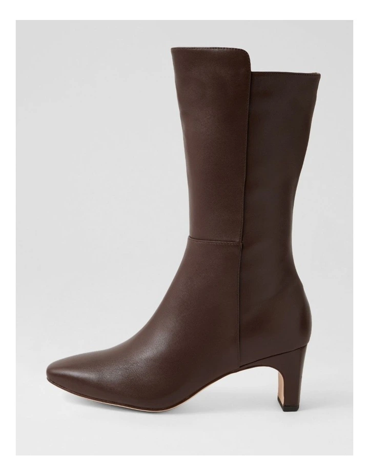 Simplee Choc Leather Calf Boots image 1