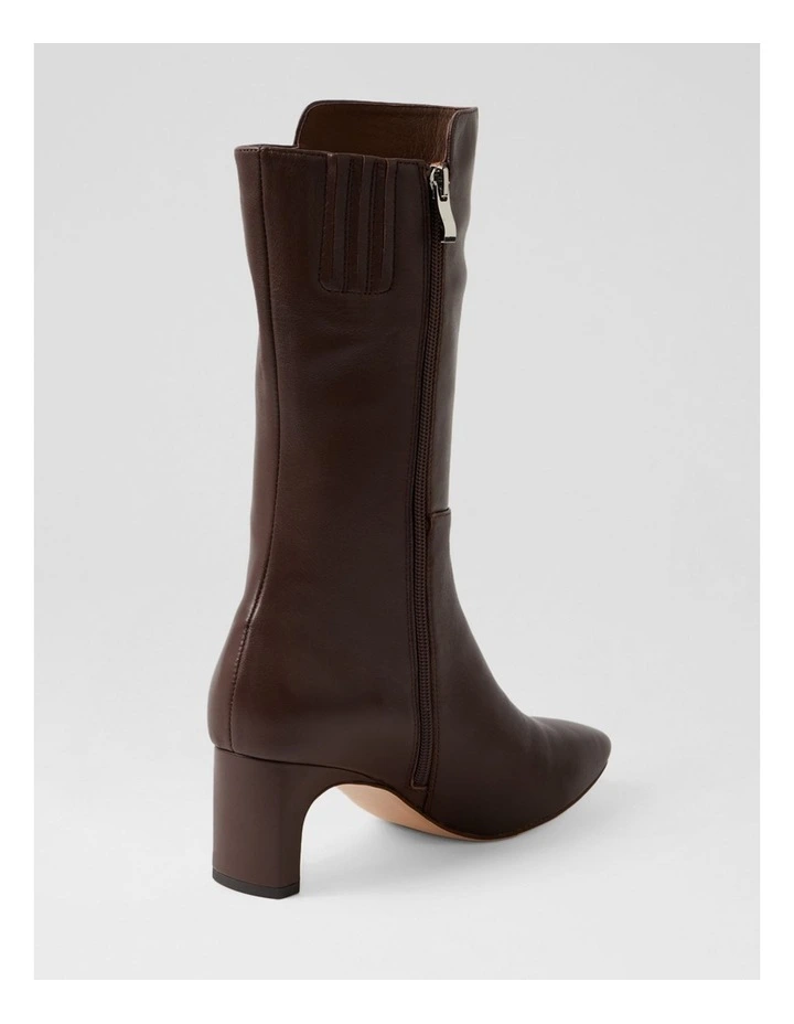 Simplee Choc Leather Calf Boots image 3