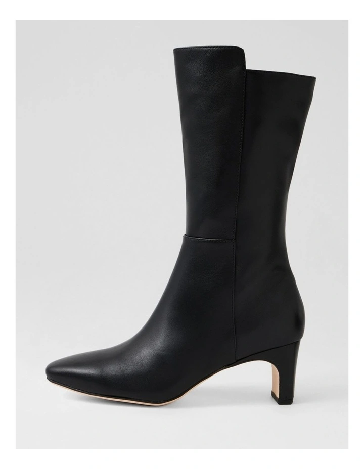 Simplee Black Leather Calf Boots image 1