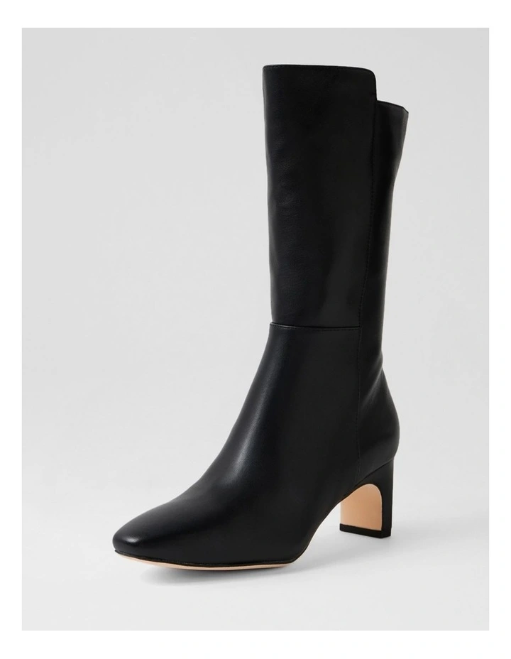 Simplee Black Leather Calf Boots image 2