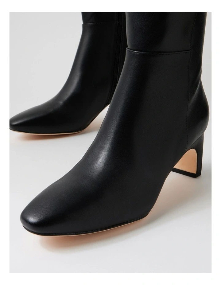 Simplee Black Leather Calf Boots image 5