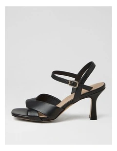 Tinkya Black Leather Heeled Sandals