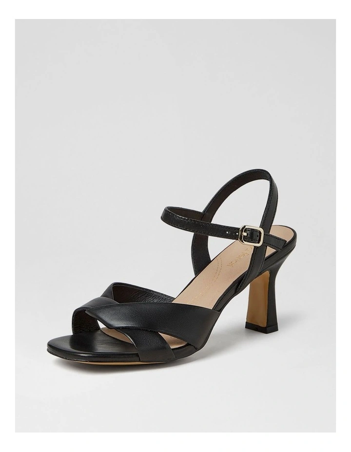 Tinkya Black Leather Heeled Sandals image 2