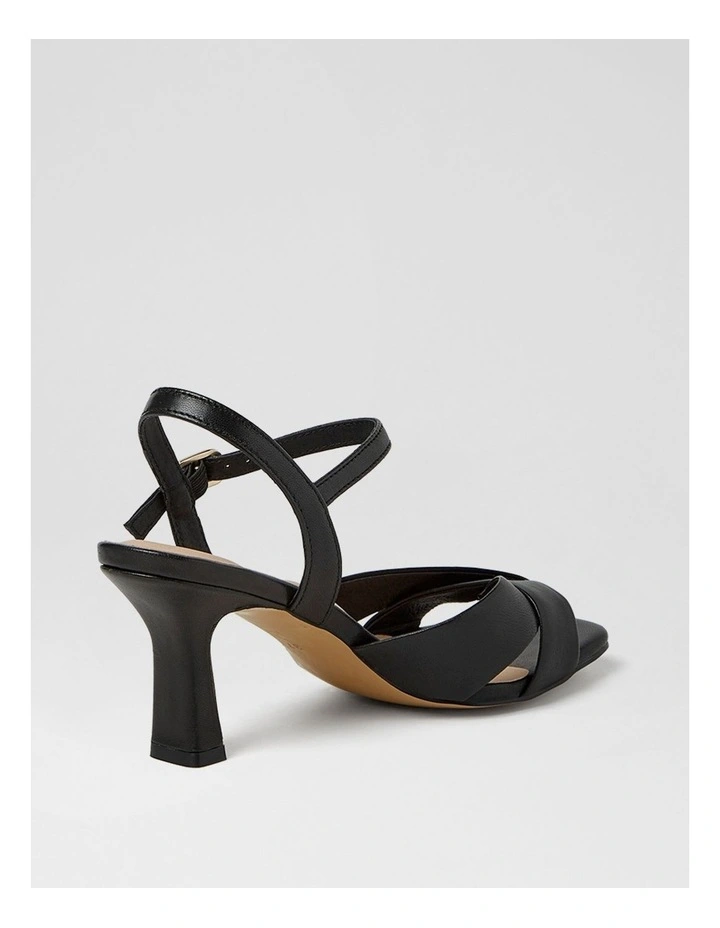 Tinkya Black Leather Heeled Sandals image 3
