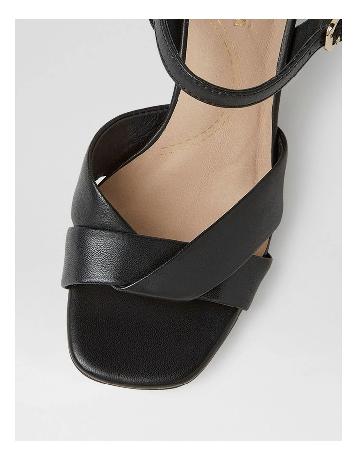Tinkya Black Leather Heeled Sandals image 4