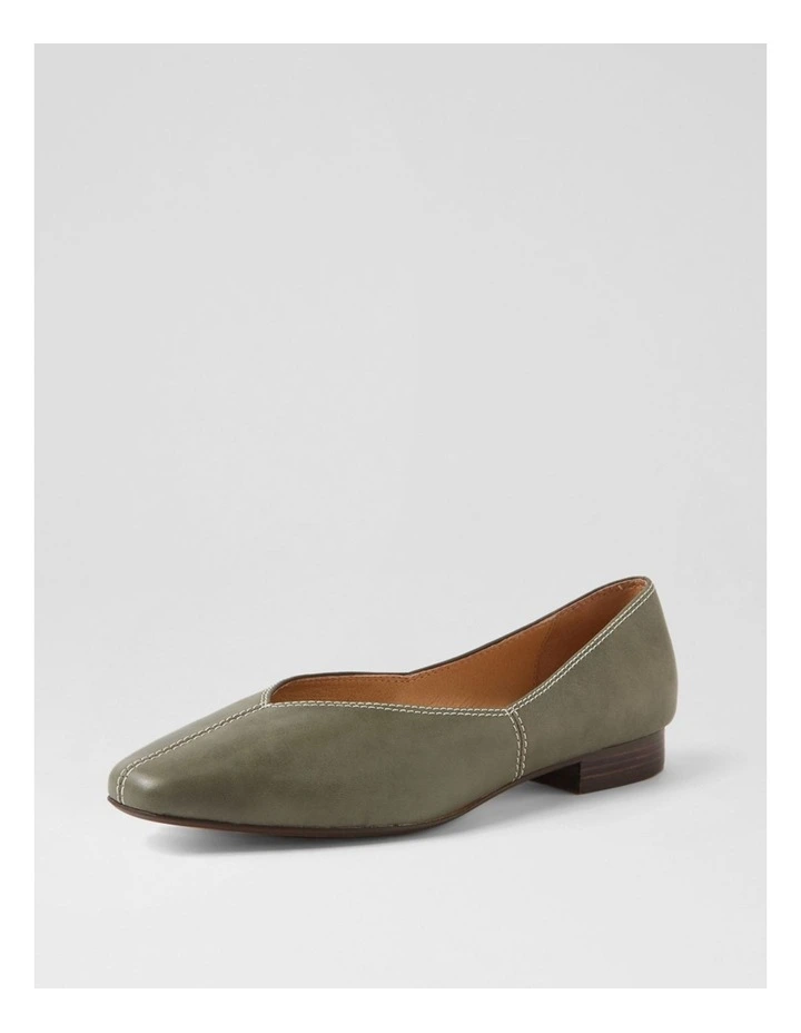 Dolla Olive Leather Flat Shoes image 2