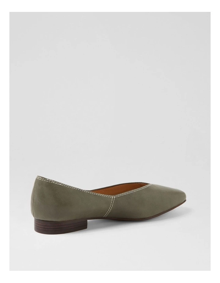 Dolla Olive Leather Flat Shoes image 3
