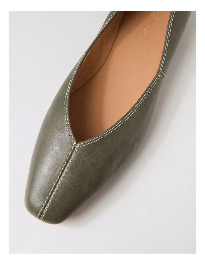 Dolla Olive Leather Flat Shoes image 4