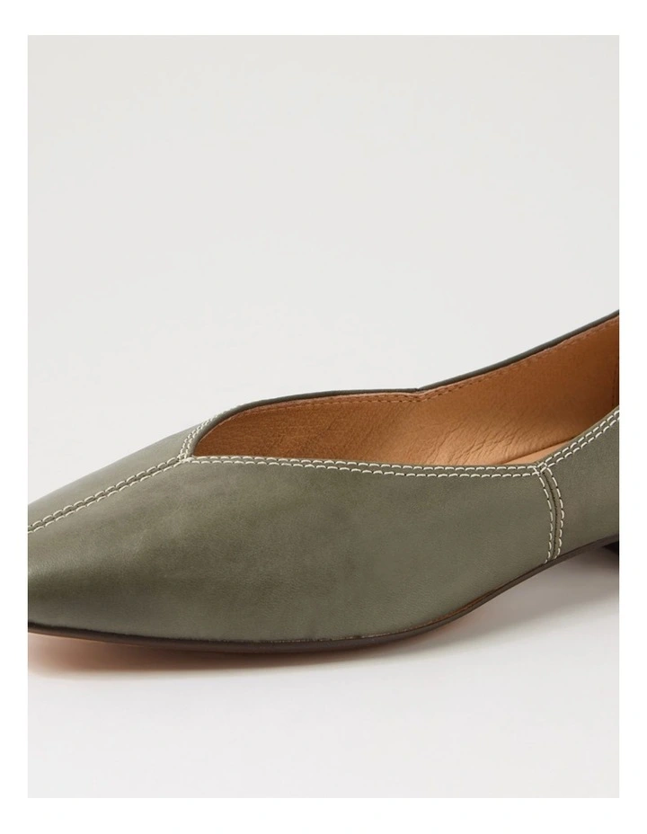 Dolla Olive Leather Flat Shoes image 5