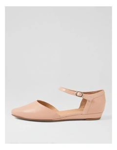Cinnamon Dark Nude Leather Patent Flat Shoes