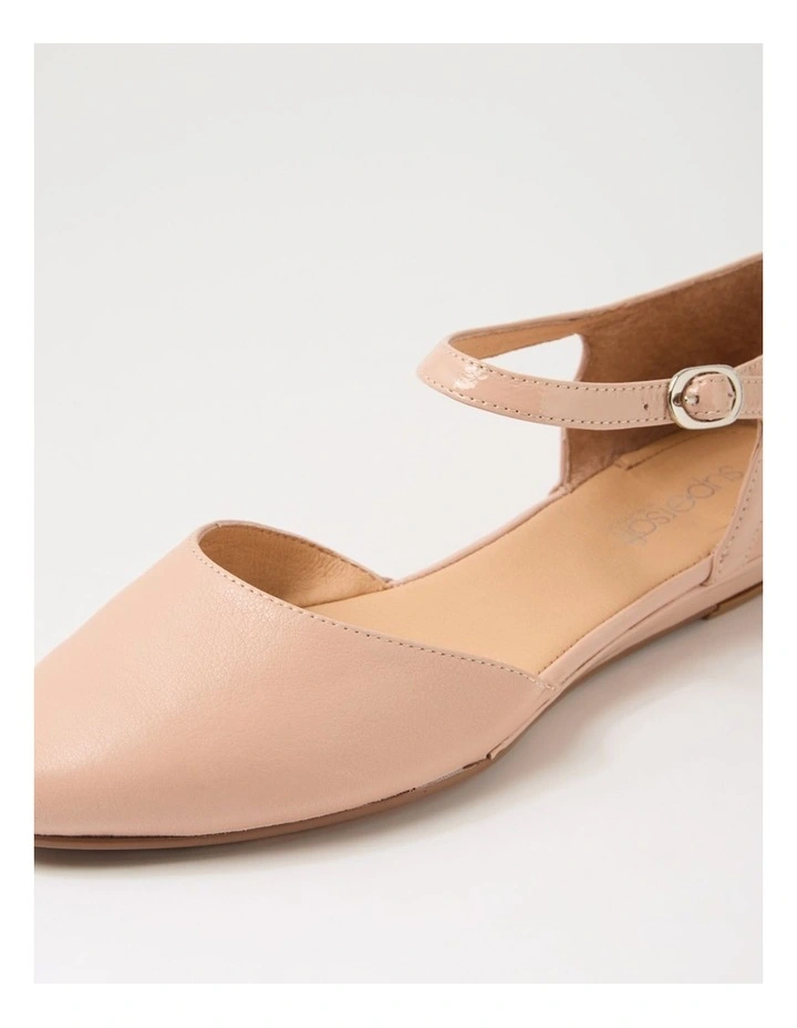 Cinnamon Dark Nude Leather Patent Flat Shoes image 5