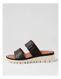 Leeana Black Leather Sandals