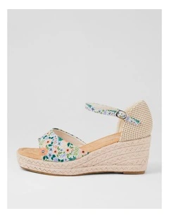 Sayeri W White Floral Fabric Sandals