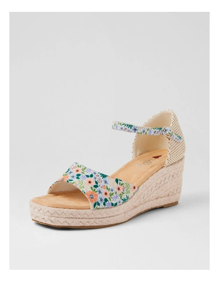 Sayeri W White Floral Fabric Sandals image 2