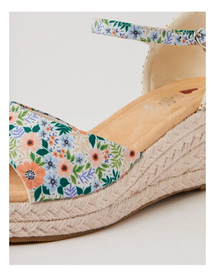 Sayeri W White Floral Fabric Sandals image 5