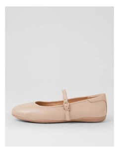 Aurora Nude Leather Flat Shoes