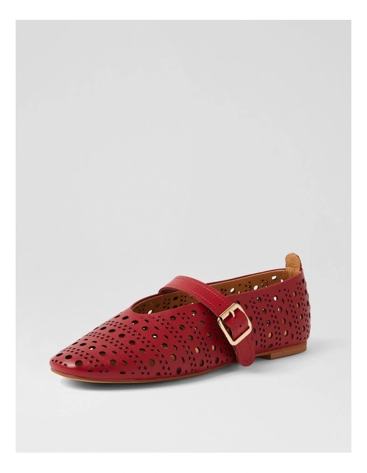 Leedor Red Leather Flat Shoes image 2