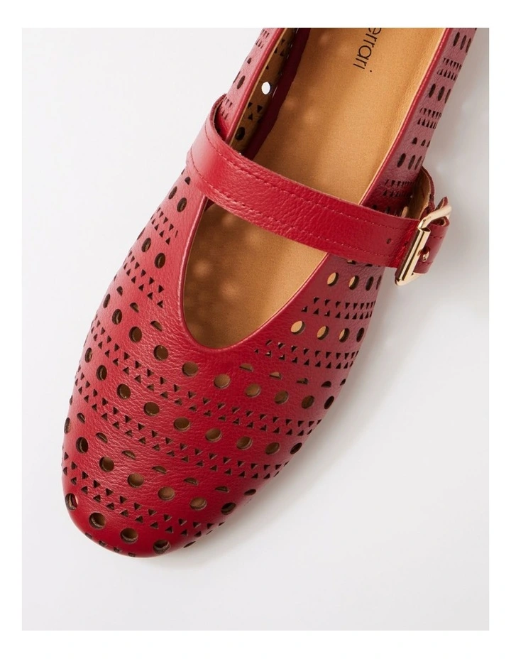 Leedor Red Leather Flat Shoes image 4