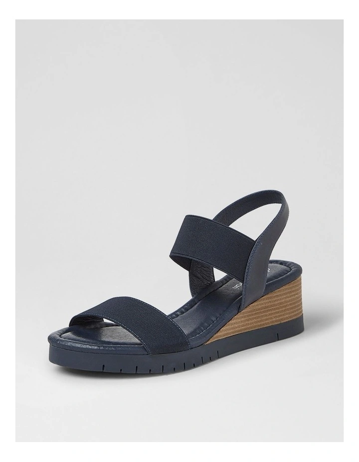 Vinno Navy Leather Elastic Heeled Sandals image 2