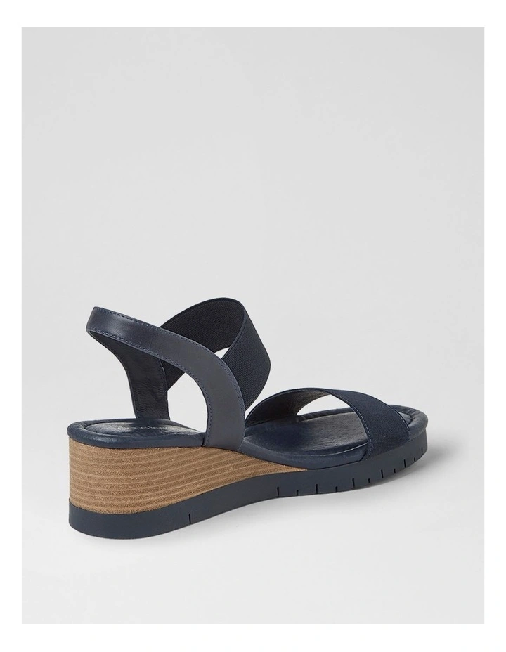 Vinno Navy Leather Elastic Heeled Sandals image 3