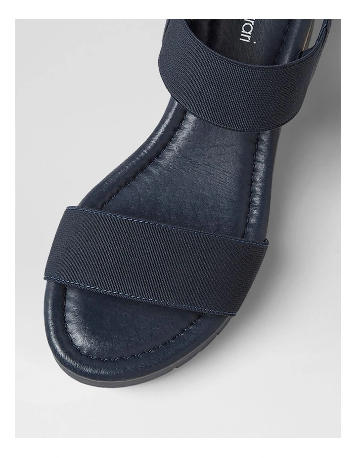 Vinno Navy Leather Elastic Heeled Sandals image 4