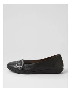 Harper Black Leather Flat Shoes