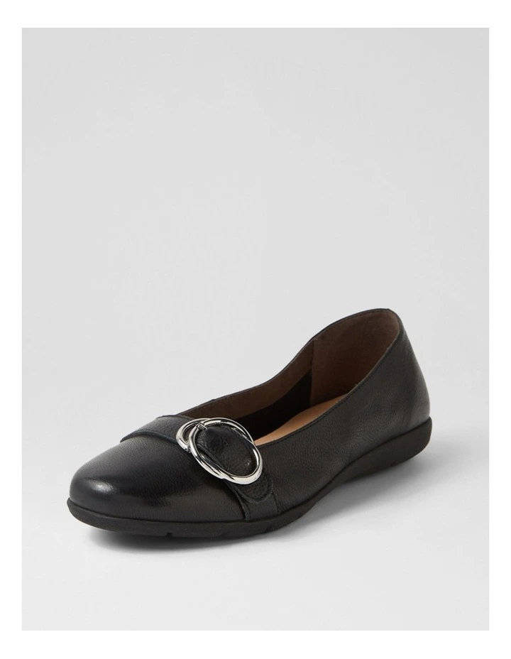 Harper Black Leather Flat Shoes image 2