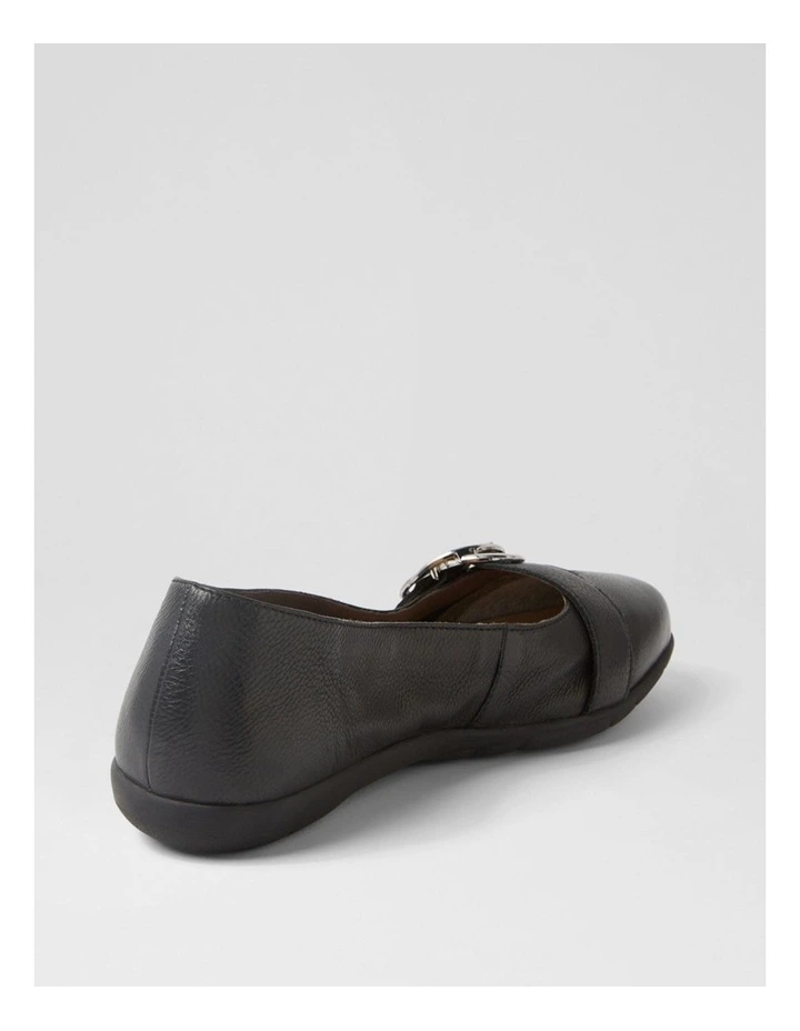 Harper Black Leather Flat Shoes image 3