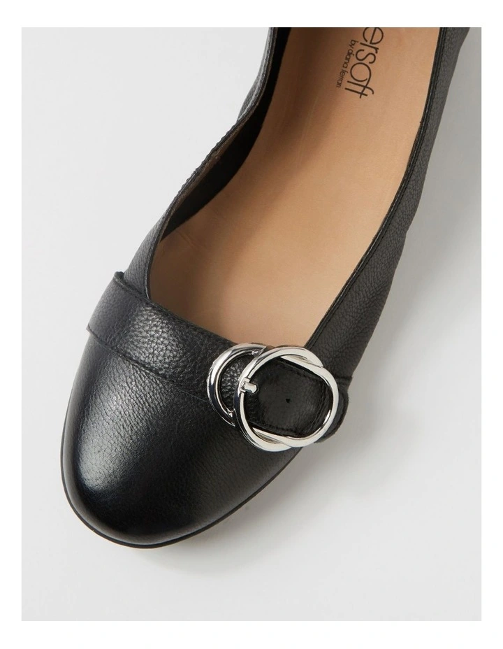 Harper Black Leather Flat Shoes image 4