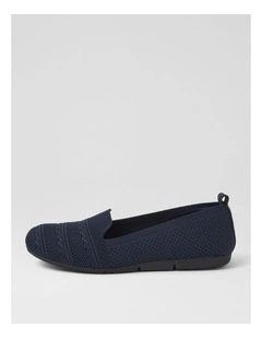 Silicie Navy Fabric Loafers