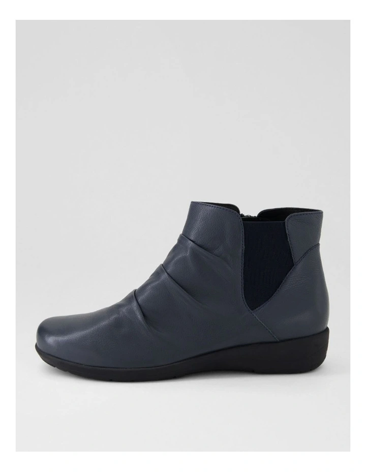 Panka Navy Leather Elastic Ankle Boots image 1