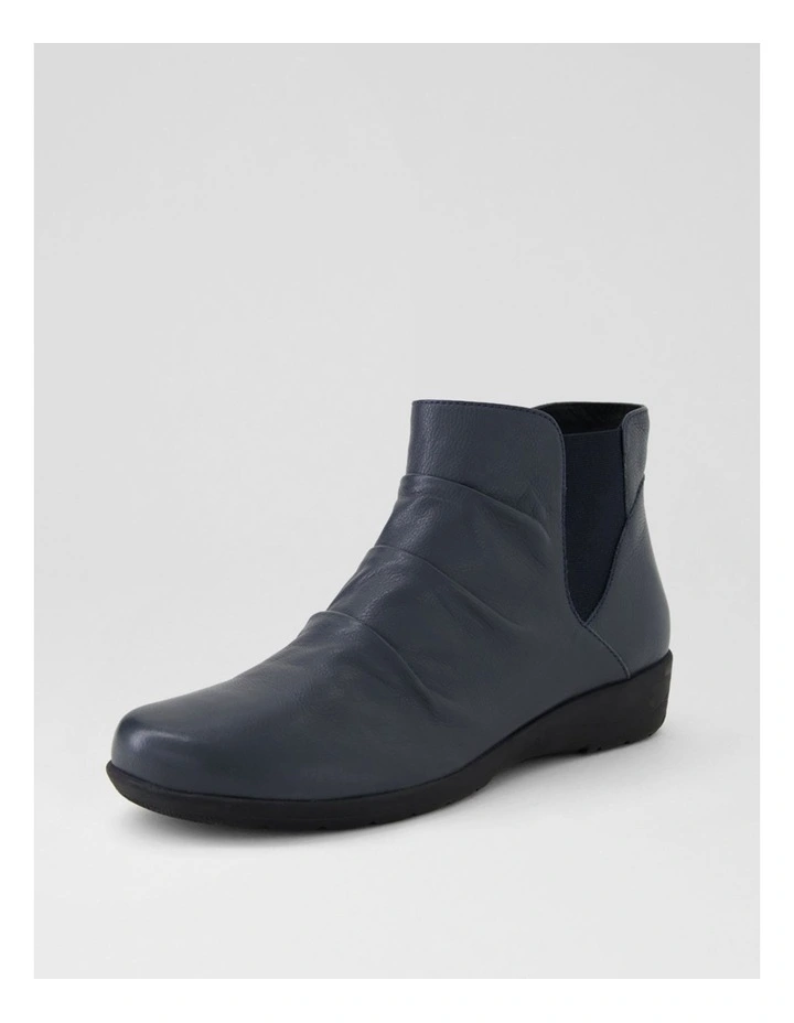 Panka Navy Leather Elastic Ankle Boots image 2