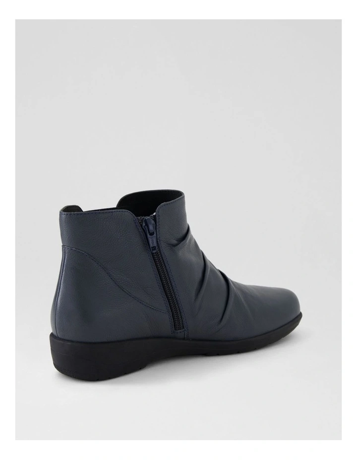 Panka Navy Leather Elastic Ankle Boots image 3