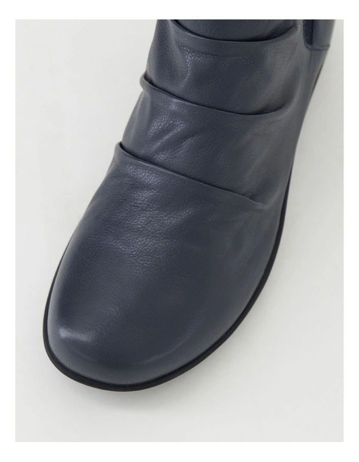 Panka Navy Leather Elastic Ankle Boots image 4