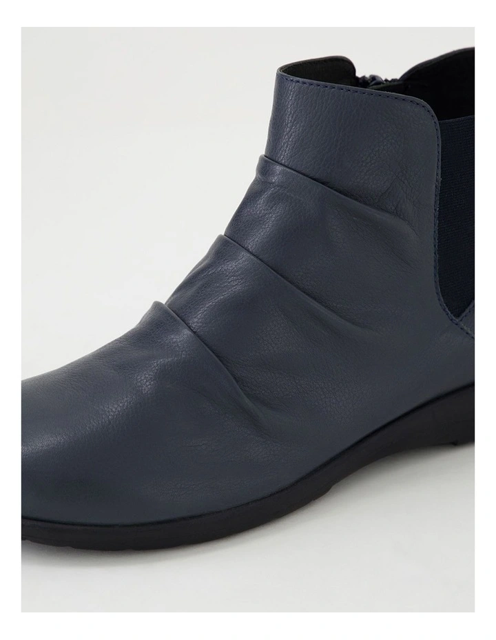Panka Navy Leather Elastic Ankle Boots image 5