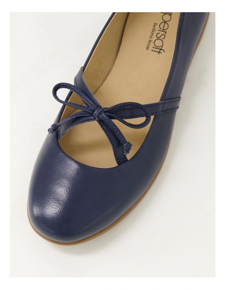 Harmoniey  Dark Blue Leather Ballet Flats image 4
