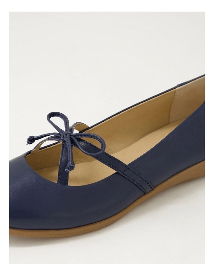 Harmoniey  Dark Blue Leather Ballet Flats image 5