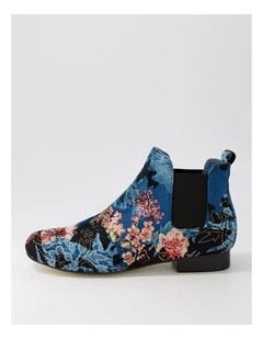 Endale Blue Floral Multi Velvet Chelsea Boots