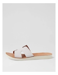 Nokker White Leather Slides