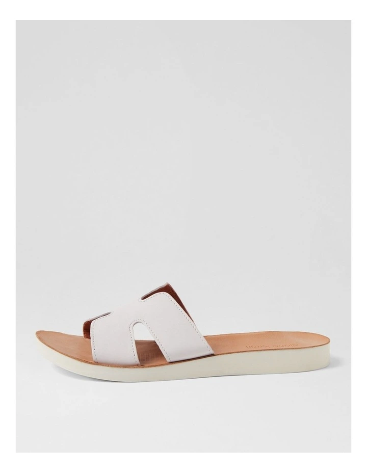 Nokker White Leather Slides image 1