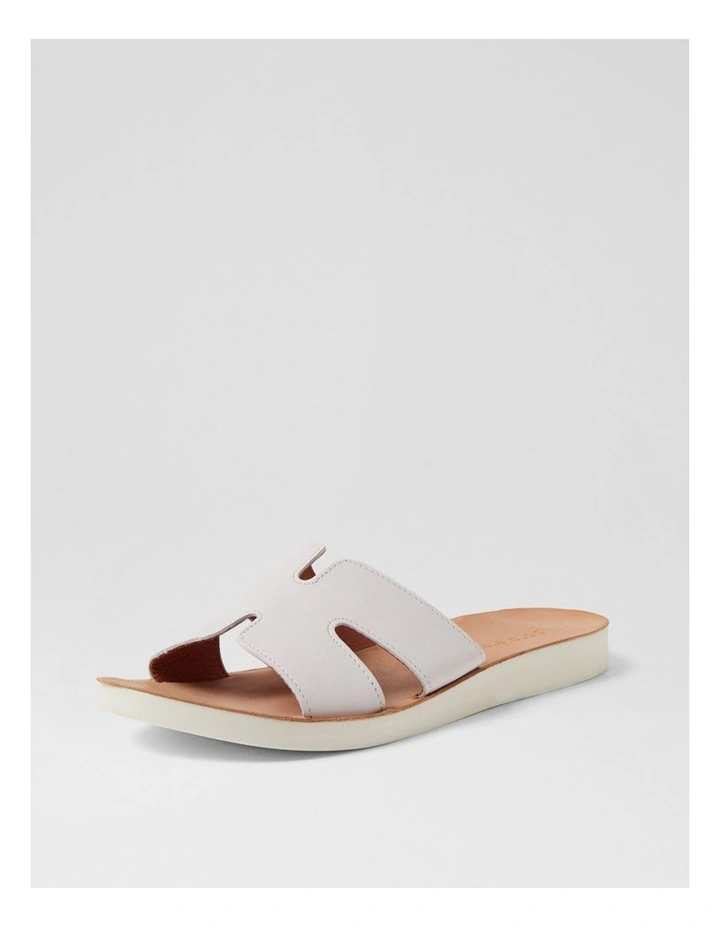 Nokker White Leather Slides image 2