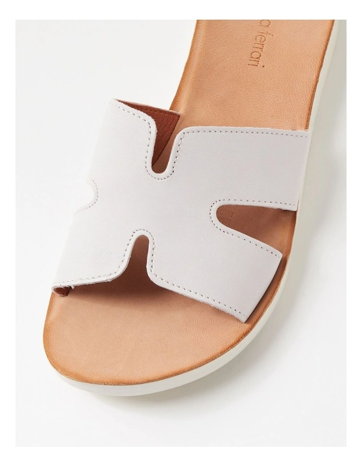 Nokker White Leather Slides image 4
