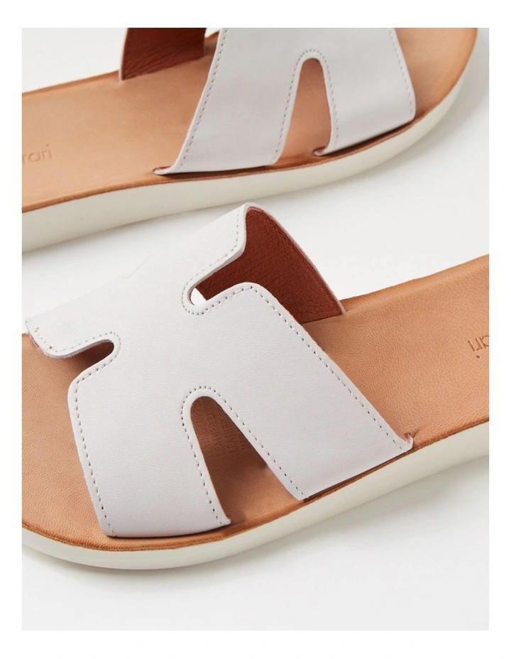 Nokker White Leather Slides image 5